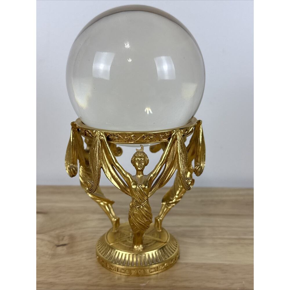 RARE Vintage Crystal Visions 1989 Franklin Mint Crystal Ball 24K Gold Plated - Picture 3 of 11